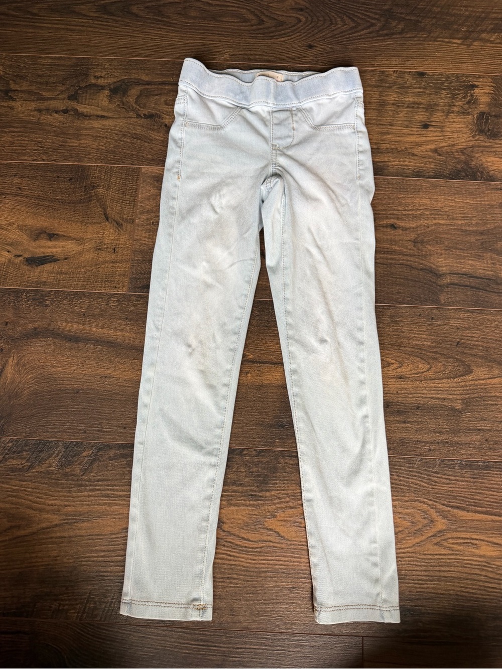 SO Girls Light Wash Ballerina Jeggings Size 7 Adjustable Waist Denim Pants 0099